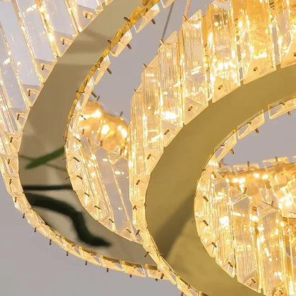 Golden spiral crystal chandelier living room pendant light