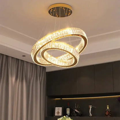 Golden spiral crystal chandelier living room pendant light