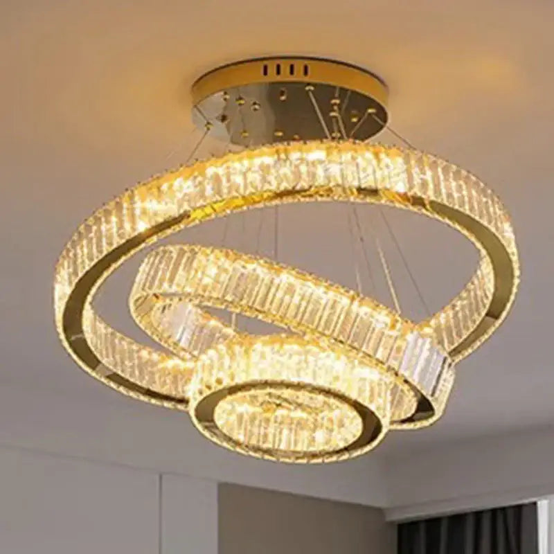 Golden spiral crystal chandelier living room pendant light