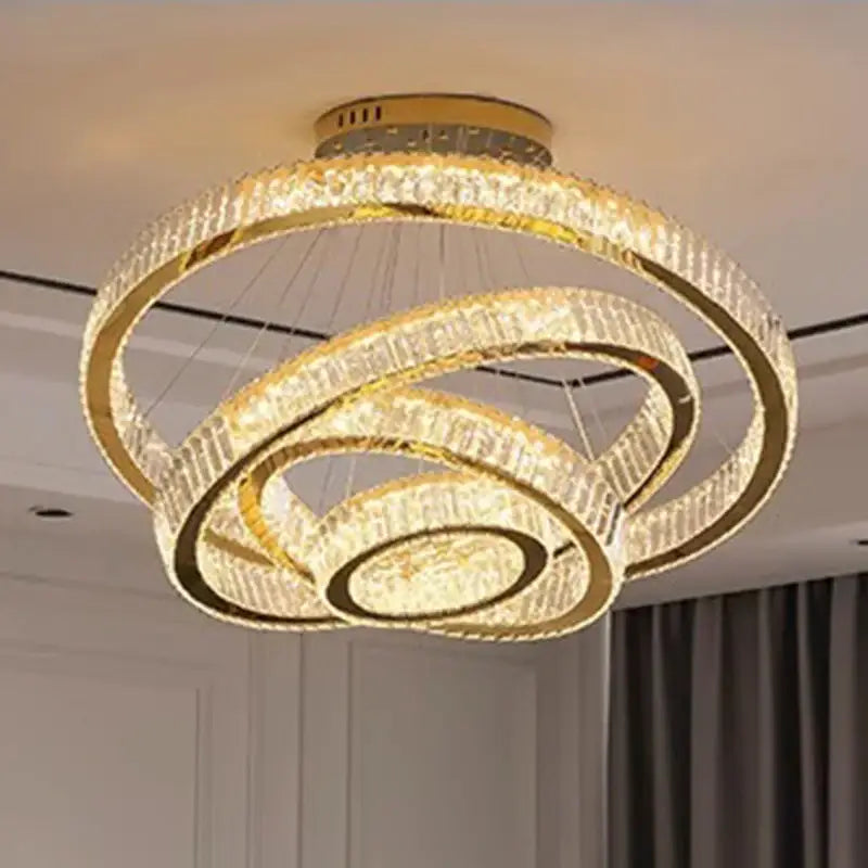 Golden spiral crystal chandelier living room pendant light