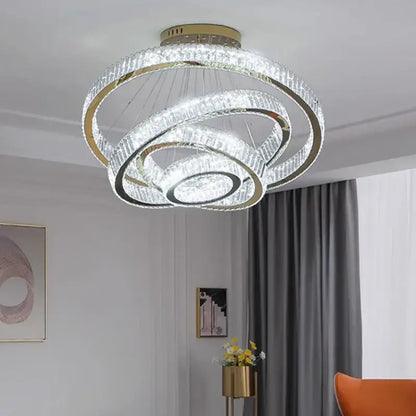 Golden spiral crystal chandelier living room pendant light
