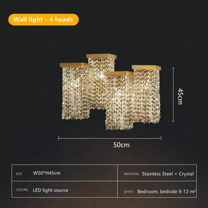 Modern gold crystal chandelier dining room island light