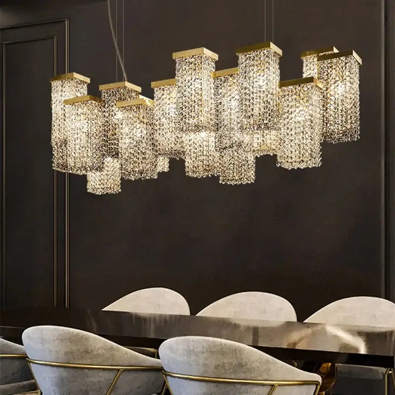 Modern gold crystal chandelier dining room island light