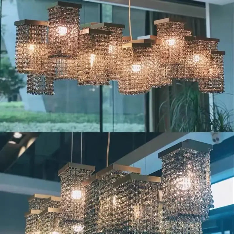 Modern gold crystal chandelier dining room island light