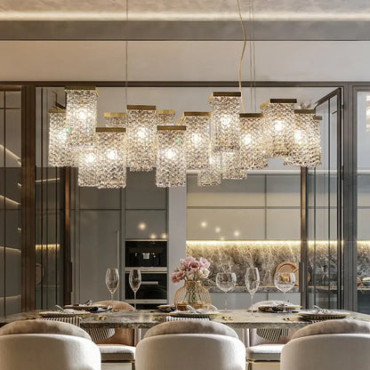 Modern gold crystal chandelier dining room island light