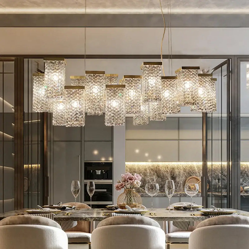 Modern gold crystal chandelier dining room island light