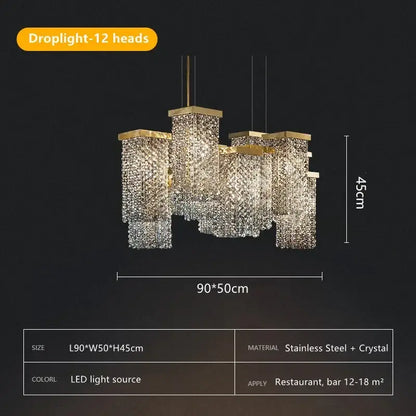 Modern gold crystal chandelier dining room island light