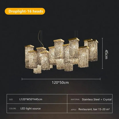 Modern gold crystal chandelier dining room island light