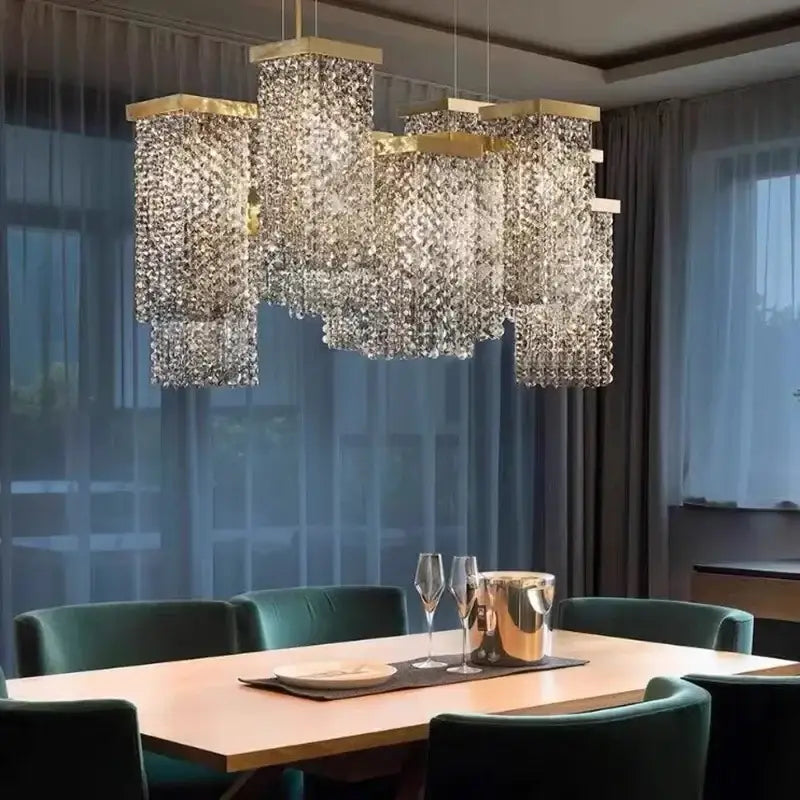 Modern gold crystal chandelier dining room island light