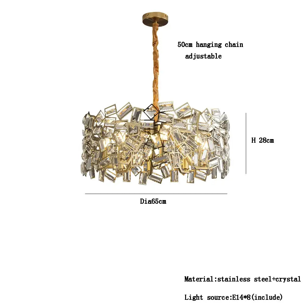 Modern gold crystal chandelier for bedroom decor