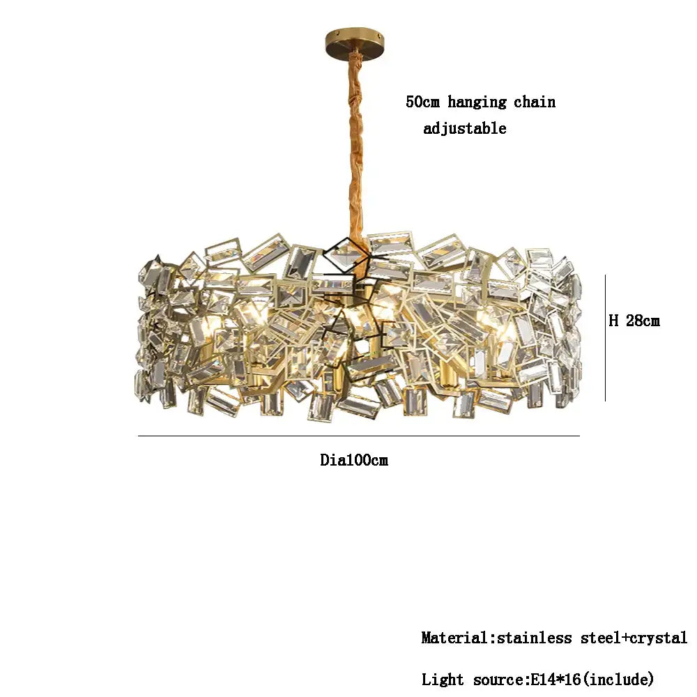 Modern gold crystal chandelier for bedroom decor