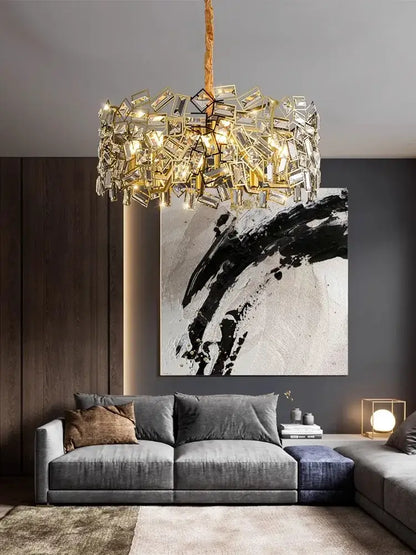 Modern gold crystal chandelier for bedroom decor