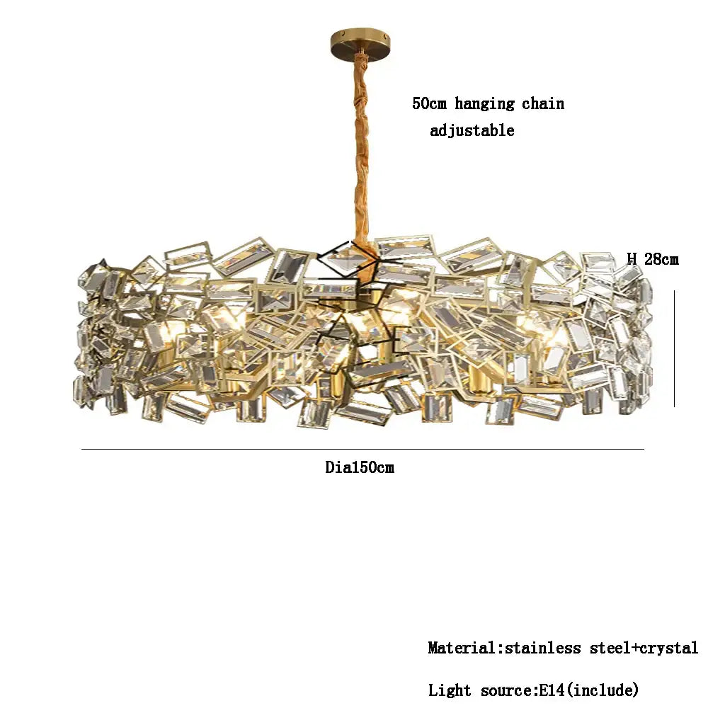 Modern gold crystal chandelier for bedroom decor