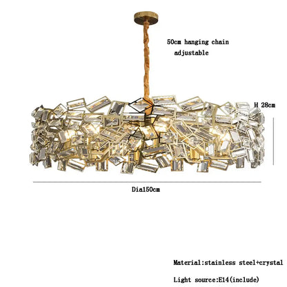 Modern gold crystal chandelier for bedroom decor