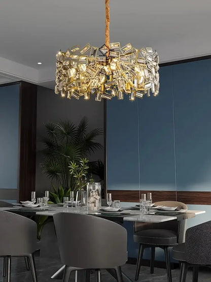 Modern gold crystal chandelier for bedroom decor