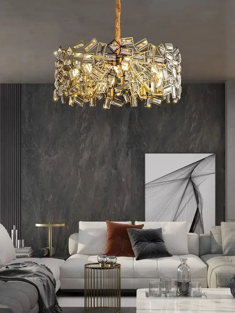 Modern gold crystal chandelier for bedroom decor