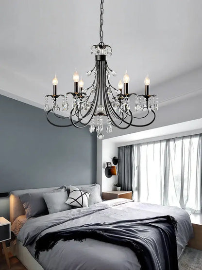 Modern black crystal chandelier living room pendant light