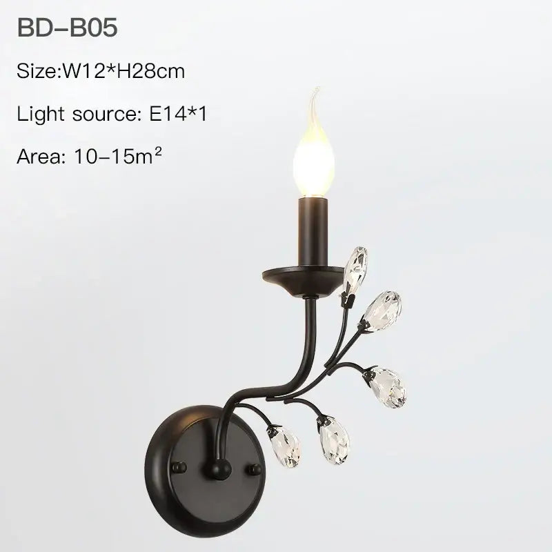 Modern black crystal chandelier living room pendant light