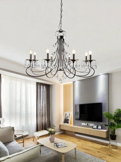 Modern black crystal chandelier living room pendant light