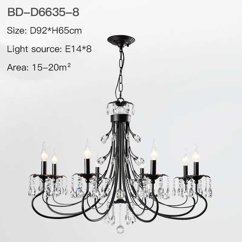 Modern black crystal chandelier living room pendant light