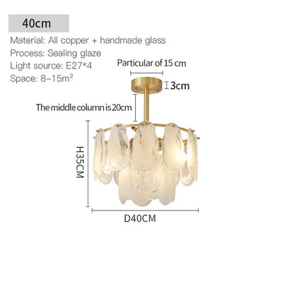 Modern brass leaf crystal chandelier living room luxury light