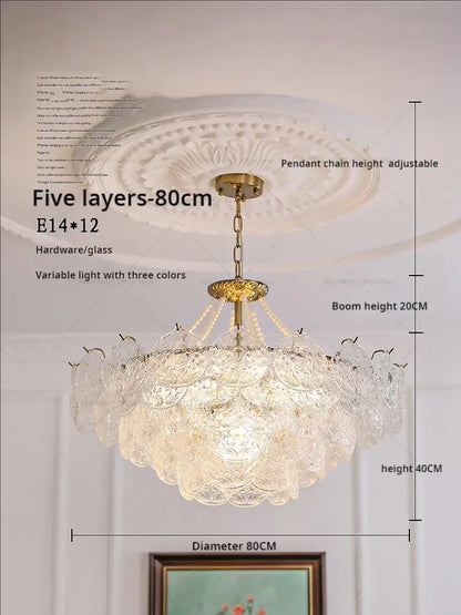 Modern gold pearl crystal chandelier dining room green gem light