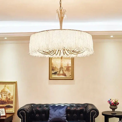 Luxurious gold crystal chandelier bedroom pendant light