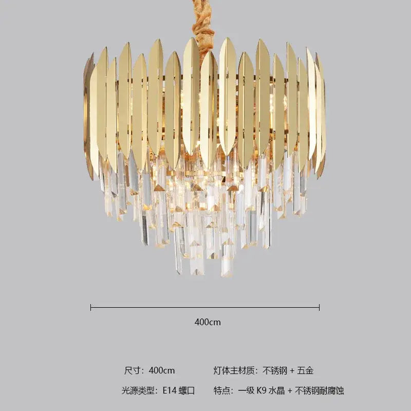 Modern gold crystal chandelier for dining room geometric design
