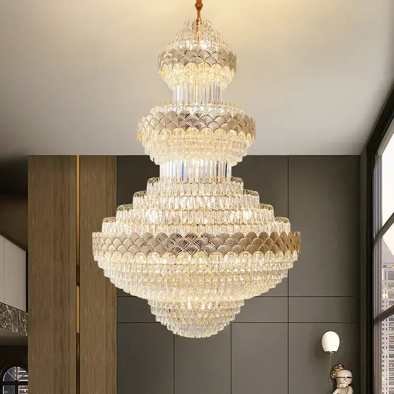 Modern gold crystal chandelier for staircase living room