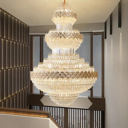Modern gold crystal chandelier for staircase living room