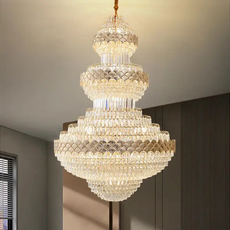 Modern gold crystal chandelier for staircase living room