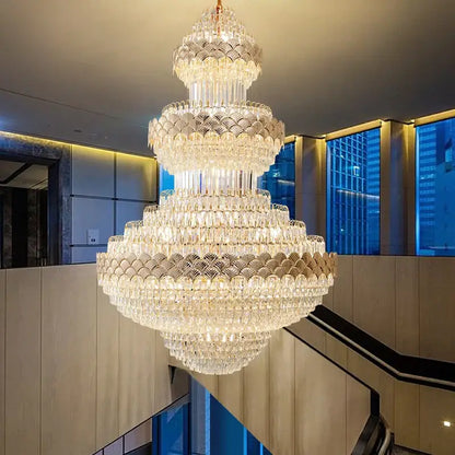 Modern gold crystal chandelier for staircase living room