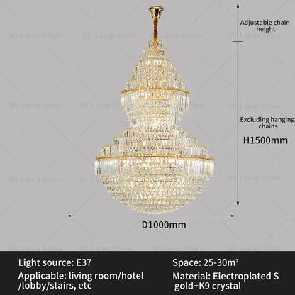Modern gold crystal chandelier living room lighting