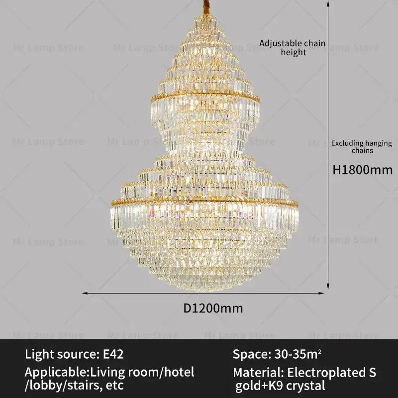 Modern gold crystal chandelier living room lighting