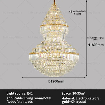 Modern gold crystal chandelier living room lighting