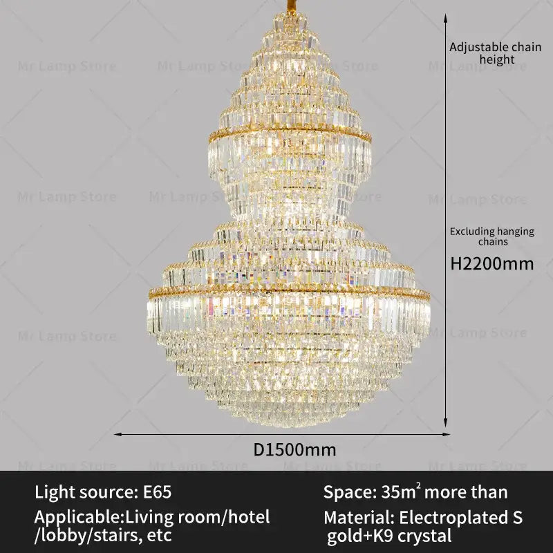 Modern gold crystal chandelier living room lighting
