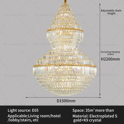 Modern gold crystal chandelier living room lighting