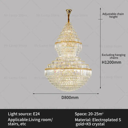 Modern gold crystal chandelier living room lighting