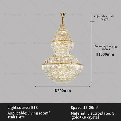 Modern gold crystal chandelier living room lighting