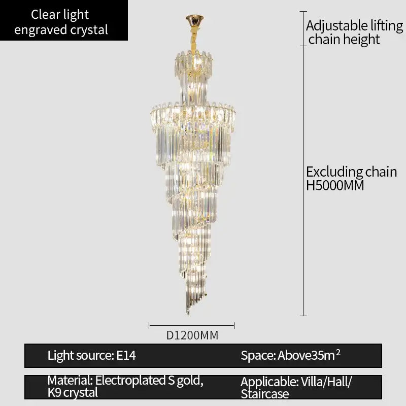 Modern gold luxury crystal chandelier for villa hall