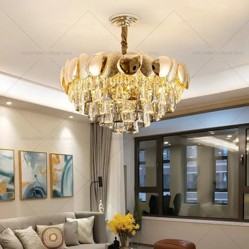 Modern gold crystal chandelier for dining room sphere design