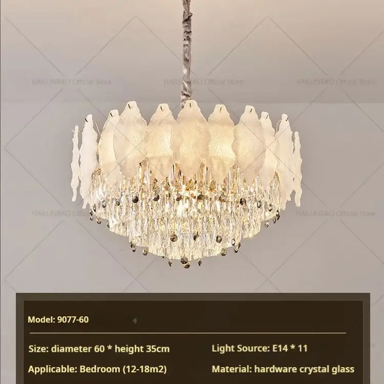 White feather crystal chandelier for living room