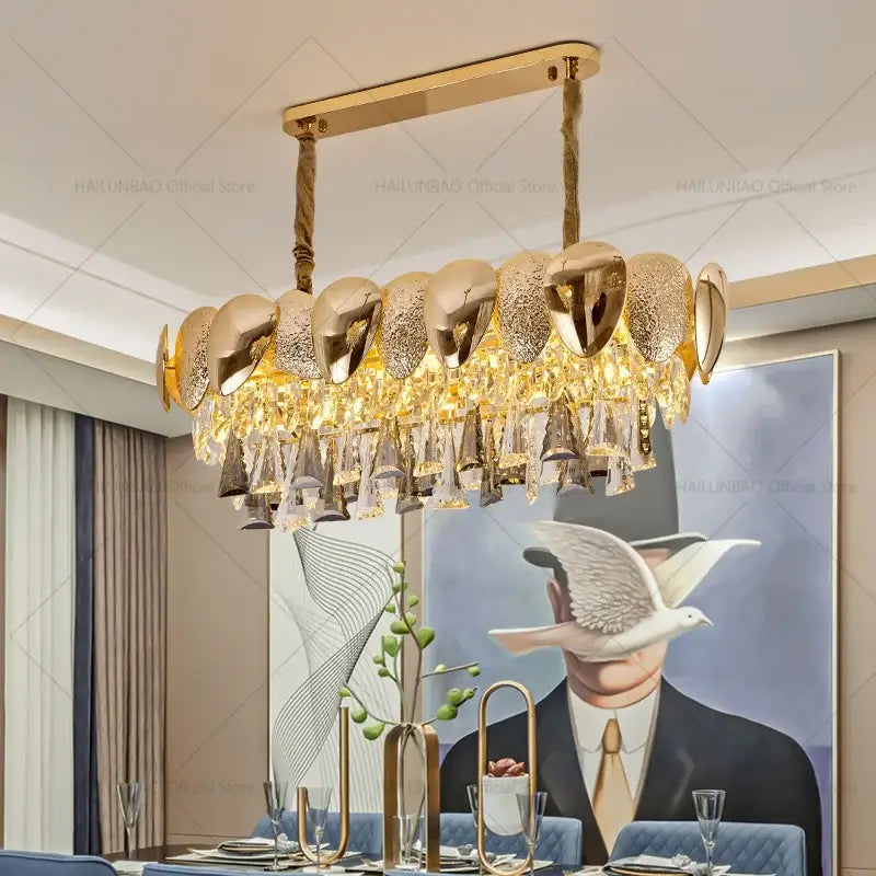 Modern gold crystal chandelier for dining room sphere design