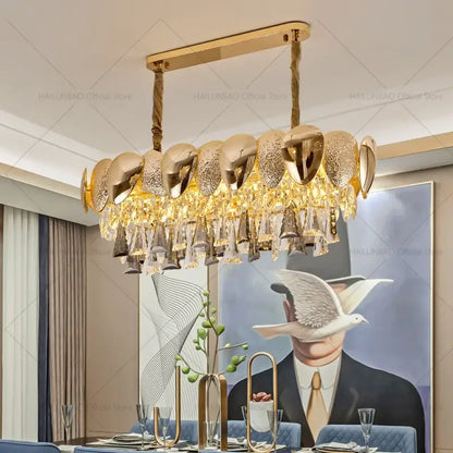Modern gold crystal chandelier for dining room sphere design