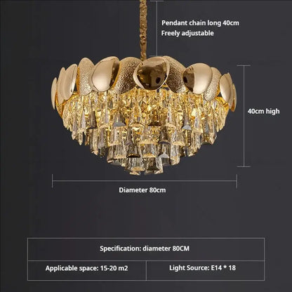 Modern gold crystal chandelier for dining room sphere design