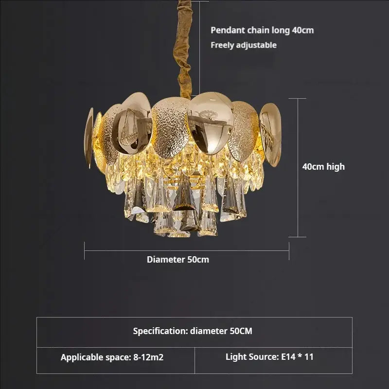 Modern gold crystal chandelier for dining room sphere design
