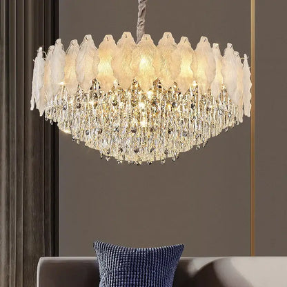 White feather crystal chandelier for living room
