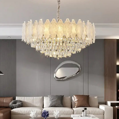 White feather crystal chandelier for living room