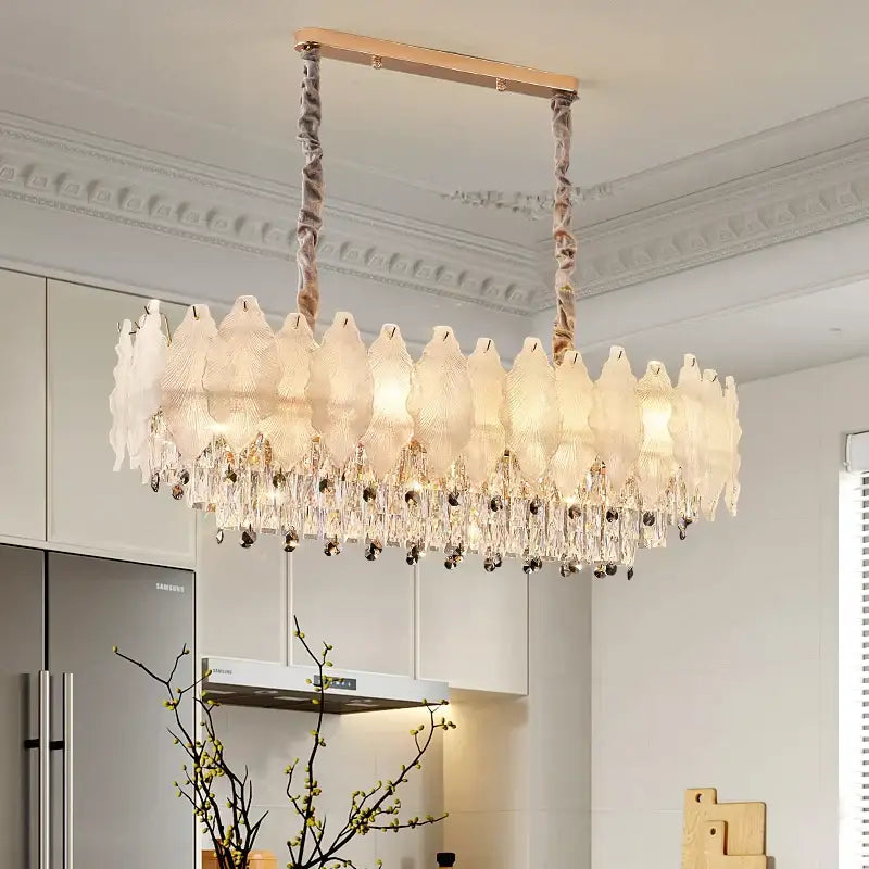 White feather crystal chandelier for living room