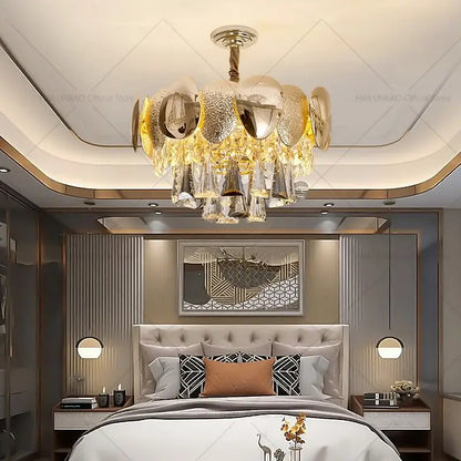 Modern gold crystal chandelier for dining room sphere design